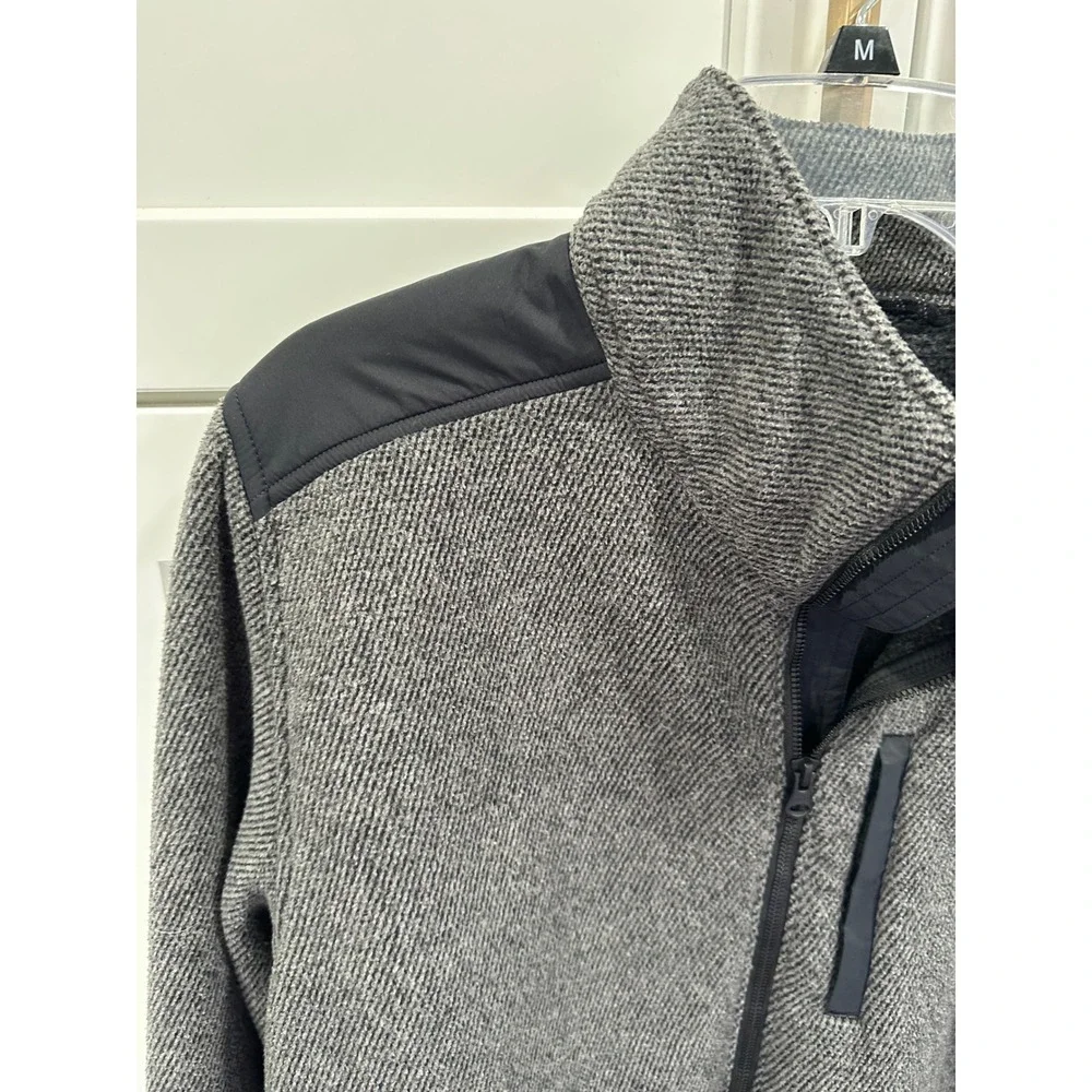 Prana Mens Gray Sherpa Lined Full Zip Sweater Fleece Jacket Size Large
